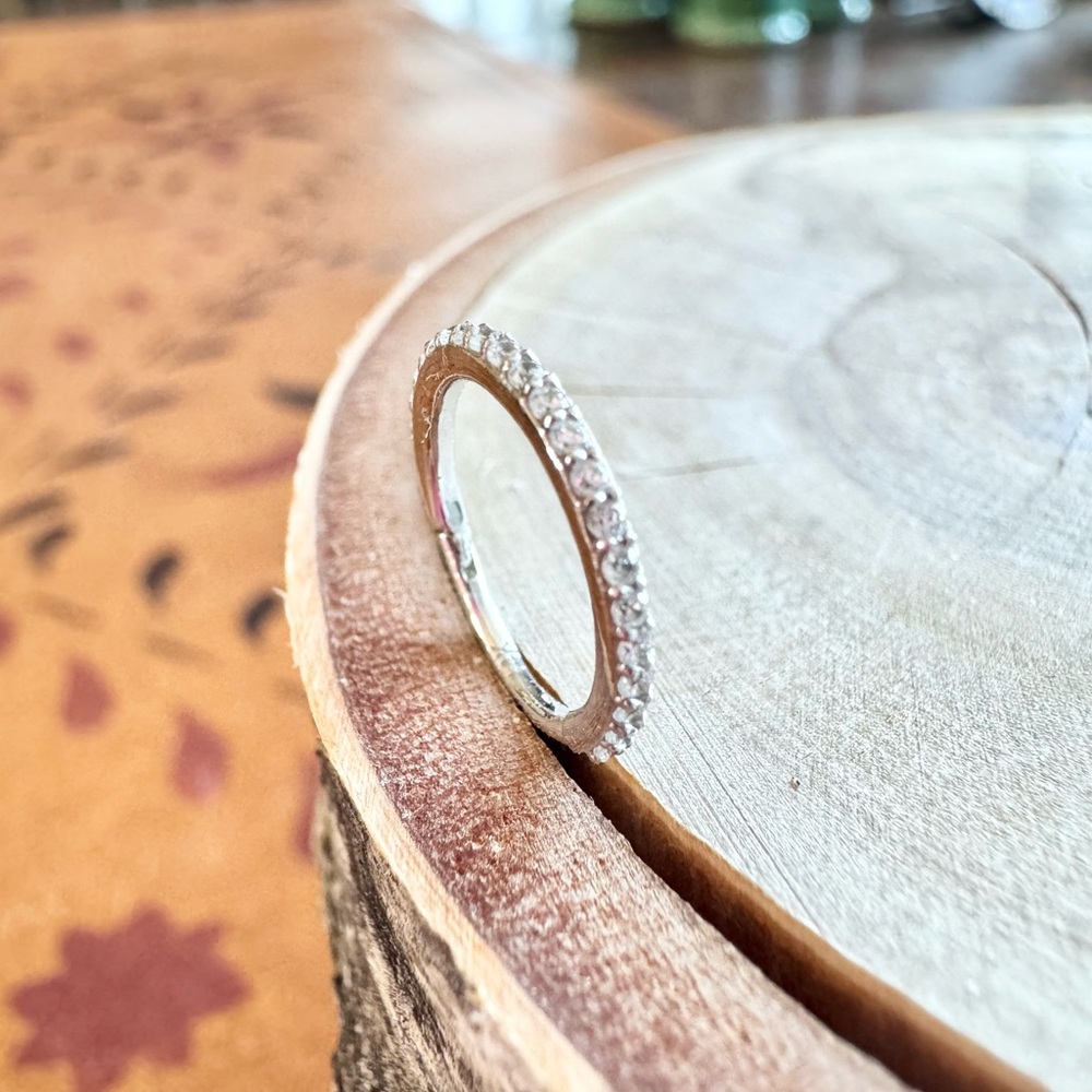 14KWG Single Cartilage CZ Pave’ Hoop Earring
